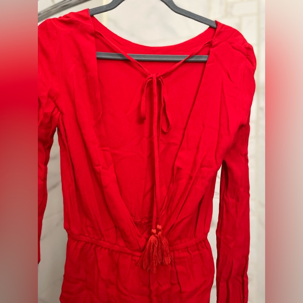 Red open back romper - Picture 3 of 5